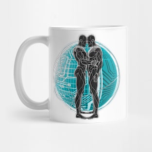 Cyborg Futuristic Duo Man Space Rave Techno Dancer Science Fiction Nerd Hologram Technology Gay Mug